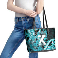Hawaii Kapolei High School Leather Tote Bag Tribal Tattoo With Hibiscus Flowers