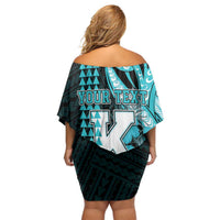 Personalised Hawaii Kapolei High School Off Shoulder Short Dress Tribal Tattoo With Hibiscus Flowers