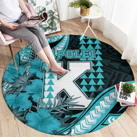 Hawaii Kapolei High School Round Carpet Tribal Tattoo With Hibiscus Flowers