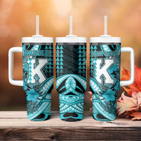 Personalised Hawaii Kapolei High School Tumbler With Handle Tribal Tattoo With Hibiscus Flowers