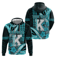 Personalised Hawaii Kapolei High School Zip Hoodie Tribal Tattoo With Hibiscus Flowers