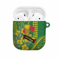 Hawaii Leilehua High School AirPods Case Tribal Tattoo With Hibiscus Flowers LT05 Green - Polynesian Pride