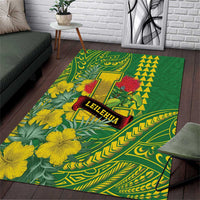 Hawaii Leilehua High School Area Rug Tribal Tattoo With Hibiscus Flowers