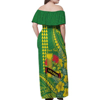 Personalised Hawaii Leilehua High School Family Matching Off Shoulder Maxi Dress and Hawaiian Shirt Tribal Tattoo With Hibiscus Flowers LT05 - Polynesian Pride