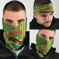 Hawaii Leilehua High School Neck Gaiter Tribal Tattoo With Hibiscus Flowers