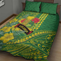 Hawaii Leilehua High School Quilt Bed Set Tribal Tattoo With Hibiscus Flowers