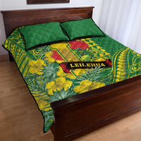 Hawaii Leilehua High School Quilt Bed Set Tribal Tattoo With Hibiscus Flowers