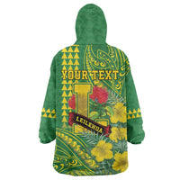 Personalised Hawaii Leilehua High School Wearable Blanket Hoodie Tribal Tattoo With Hibiscus Flowers LT05 - Polynesian Pride