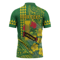 Personalised Hawaii Leilehua High School Zipper Polo Shirt Tribal Tattoo With Hibiscus Flowers LT05 - Polynesian Pride