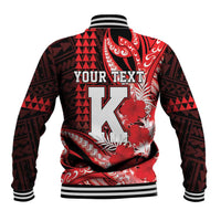 Personalised Hawaii Kalani High School Baseball Jacket Tribal Tattoo With Hibiscus Flowers
