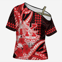 Personalised Hawaii Kalani High School Cross Shoulder Shirt Tribal Tattoo With Hibiscus Flowers