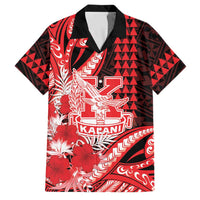 Personalised Hawaii Kalani High School Family Matching Off Shoulder Maxi Dress and Hawaiian Shirt Tribal Tattoo With Hibiscus Flowers LT05 Dad's Shirt - Short Sleeve Red - Polynesian Pride