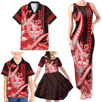 Personalised Hawaii Kalani High School Family Matching Tank Maxi Dress and Hawaiian Shirt Tribal Tattoo With Hibiscus Flowers LT05 - Polynesian Pride