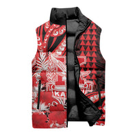Personalised Hawaii Kalani High School Sleeveless Puffer Jacket Tribal Tattoo With Hibiscus Flowers