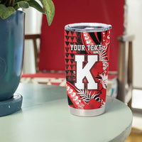 Personalised Hawaii Kalani High School Tumbler Cup Tribal Tattoo With Hibiscus Flowers