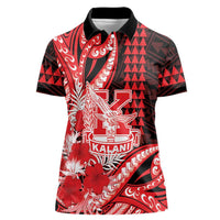 Personalised Hawaii Kalani High School Women Polo Shirt Tribal Tattoo With Hibiscus Flowers LT05 Female Red - Polynesian Pride