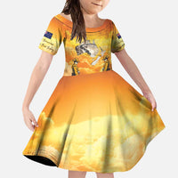 New Zealand And Australia ANZAC Day Family Matching Long Sleeve Bodycon Dress and Hawaiian Shirt Sinai Palestine Campaign Lest We Forget LT05 Daughter's Dress Orange - Polynesian Pride