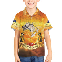 New Zealand And Australia ANZAC Day Family Matching Tank Maxi Dress and Hawaiian Shirt Sinai Palestine Campaign Lest We Forget LT05 Son's Shirt Orange - Polynesian Pride