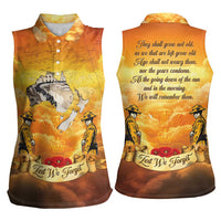 New Zealand And Australia ANZAC Day Women Sleeveless Polo Shirt Sinai Palestine Campaign Lest We Forget
