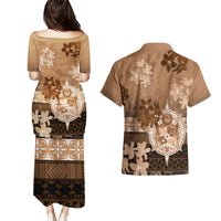 Tonga Emancipation Day Couples Matching Puletasi and Hawaiian Shirt Tongan Kupesi Ngatu Pattern Vintage Style LT05 - Polynesian Pride