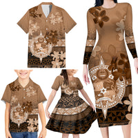 Tonga Emancipation Day Family Matching Long Sleeve Bodycon Dress and Hawaiian Shirt Tongan Kupesi Ngatu Pattern Vintage Style LT05 - Polynesian Pride