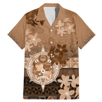 Tonga Emancipation Day Family Matching Mermaid Dress and Hawaiian Shirt Tongan Kupesi Ngatu Pattern Vintage Style LT05 Dad's Shirt - Short Sleeve Brown - Polynesian Pride