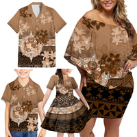 Tonga Emancipation Day Family Matching Off Shoulder Short Dress and Hawaiian Shirt Tongan Kupesi Ngatu Pattern Vintage Style LT05 - Polynesian Pride