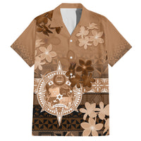 Tonga Emancipation Day Family Matching Off Shoulder Short Dress and Hawaiian Shirt Tongan Kupesi Ngatu Pattern Vintage Style LT05 Dad's Shirt - Short Sleeve Brown - Polynesian Pride