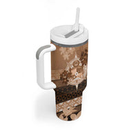 Tonga Emancipation Day Tumbler With Handle Tongan Kupesi Ngatu Pattern Vintage Style
