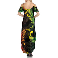 AAPI Heritage Month Family Matching Summer Maxi Dress and Hawaiian Shirt Kanaka Maoli Polynesian Tribal Wave