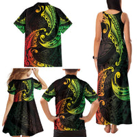 AAPI Heritage Month Family Matching Tank Maxi Dress and Hawaiian Shirt Kanaka Maoli Polynesian Tribal Wave LT05 - Polynesian Pride