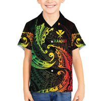 AAPI Heritage Month Family Matching Tank Maxi Dress and Hawaiian Shirt Kanaka Maoli Polynesian Tribal Wave LT05 Son's Shirt Reggae - Polynesian Pride
