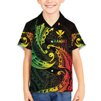 AAPI Heritage Month Kid Hawaiian Shirt Kanaka Maoli Polynesian Tribal Wave LT05 Kid Reggae - Polynesian Pride