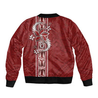 Tonga Language Week Sleeve Zip Bomber Jacket Malo e Lelei Kupesi Ngatu Pattern