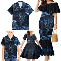 Aotearoa New Zealand Octopus Family Matching Mermaid Dress and Hawaiian Shirt Silver Fern Maori Pattern LT05 - Polynesian Pride