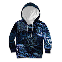 Aotearoa New Zealand Octopus Kid Hoodie Silver Fern Maori Pattern LT05 Hoodie Blue - Polynesian Pride