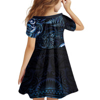 Aotearoa New Zealand Octopus Kid Short Sleeve Dress Silver Fern Maori Pattern