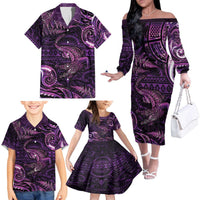 Aotearoa New Zealand Crocodile Family Matching Off The Shoulder Long Sleeve Dress and Hawaiian Shirt Silver Fern Maori Pattern LT05 - Polynesian Pride
