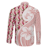 Samoa Teuila Family Matching Off Shoulder Short Dress and Hawaiian Shirt Pink Samoan Siapo Motifs LT05 Son's Shirt Pink - Polynesian Pride