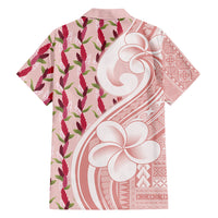 Samoa Teuila Family Matching Tank Maxi Dress and Hawaiian Shirt Pink Samoan Siapo Motifs LT05 Dad's Shirt - Long Sleeve Pink - Polynesian Pride
