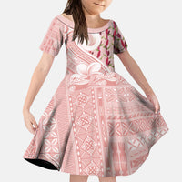 Samoa Teuila Kid Short Sleeve Dress Pink Samoan Siapo Motifs LT05 KID Pink - Polynesian Pride