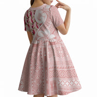 Samoa Teuila Kid Short Sleeve Dress Pink Samoan Siapo Motifs LT05 - Polynesian Pride