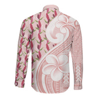 Samoa Teuila Long Sleeve Button Shirt Pink Samoan Siapo Motifs LT05 - Polynesian Pride