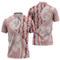 Samoa Teuila Zipper Polo Shirt Pink Samoan Siapo Motifs