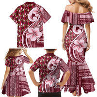 Samoa Teuila Family Matching Mermaid Dress and Hawaiian Shirt Maroon Samoan Siapo Motifs LT05 Mom's Dress Maroon - Polynesian Pride