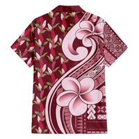 Samoa Teuila Family Matching Off Shoulder Maxi Dress and Hawaiian Shirt Maroon Samoan Siapo Motifs LT05 Dad's Shirt - Long Sleeve Maroon - Polynesian Pride