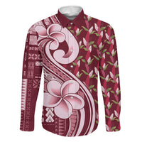 Samoa Teuila Family Matching Off Shoulder Maxi Dress and Hawaiian Shirt Maroon Samoan Siapo Motifs LT05 Daughter's Dress Maroon - Polynesian Pride