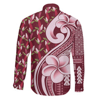 Samoa Teuila Family Matching Off Shoulder Maxi Dress and Hawaiian Shirt Maroon Samoan Siapo Motifs LT05 Son's Shirt Maroon - Polynesian Pride