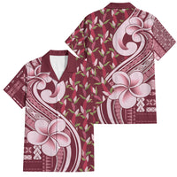 Samoa Teuila Family Matching Tank Maxi Dress and Hawaiian Shirt Maroon Samoan Siapo Motifs LT05 Dad's Shirt - Short Sleeve Maroon - Polynesian Pride