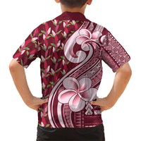 Samoa Teuila Kid Hawaiian Shirt Maroon Samoan Siapo Motifs